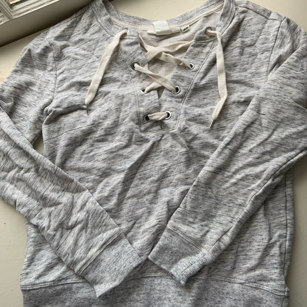 Grey H&M lace up sweatshirt